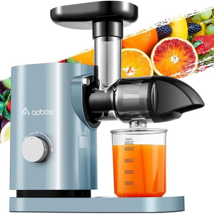 Extracteur De Jus Aobosi 150 Watts Rose - Silencieux Fruits Légumes Moteur Lent Sans BPA Avec Tasse Et Brosse