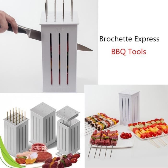 ZJIN Accessoires de Cuisine Barbecue Brochette Machine à Outil Kabob Brochettes Spiedini Chich Kebab Pintxo Arrosticini Maker pour 16 Brochettes à la Fois 