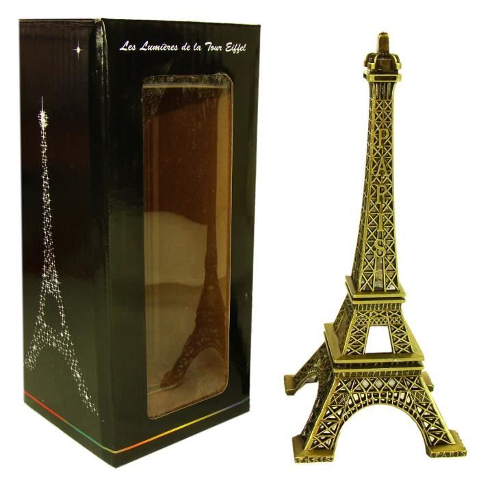 Souvenirs de France - Tour Eiffel Miniature Métal Lumineuse - Couleur:  Bronze 18 cm - Cdiscount Maison