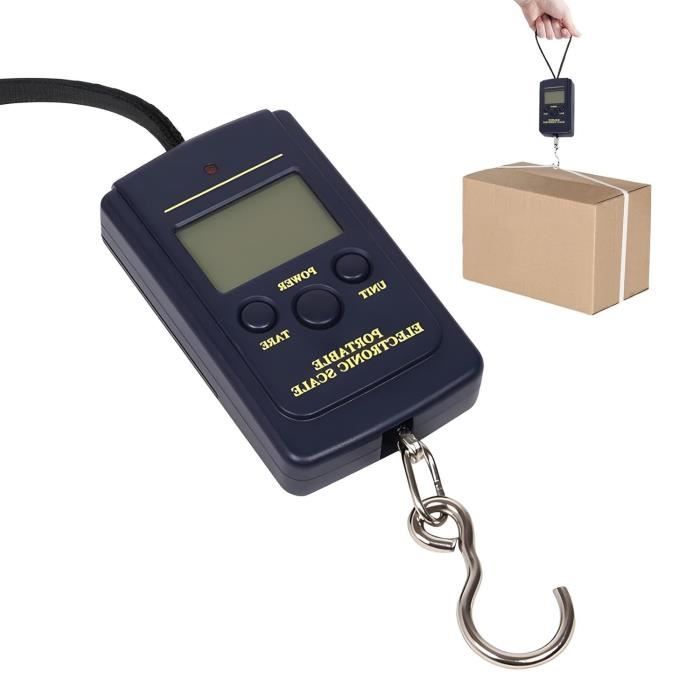 Pèse-bagage Digital Portable 50 Kg - Écran LCD Rétroéclairé, Fonction Tare - Pour Valise, Pêche, Colis, Cuisine