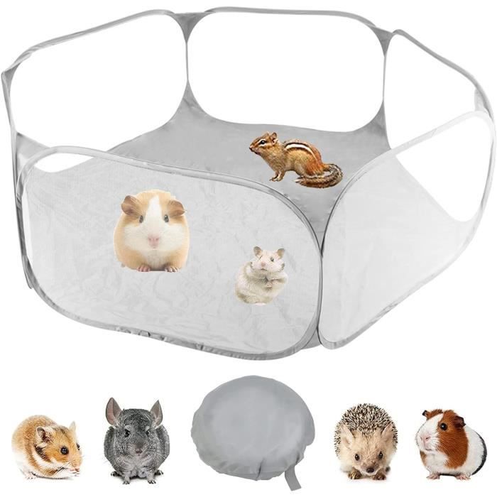 Enclos Pliable Pour Petits Animaux - 120x90x38 Cm, Polyester, Transparent - Pour Cochons D'Inde, Hamsters, Lapins - 8