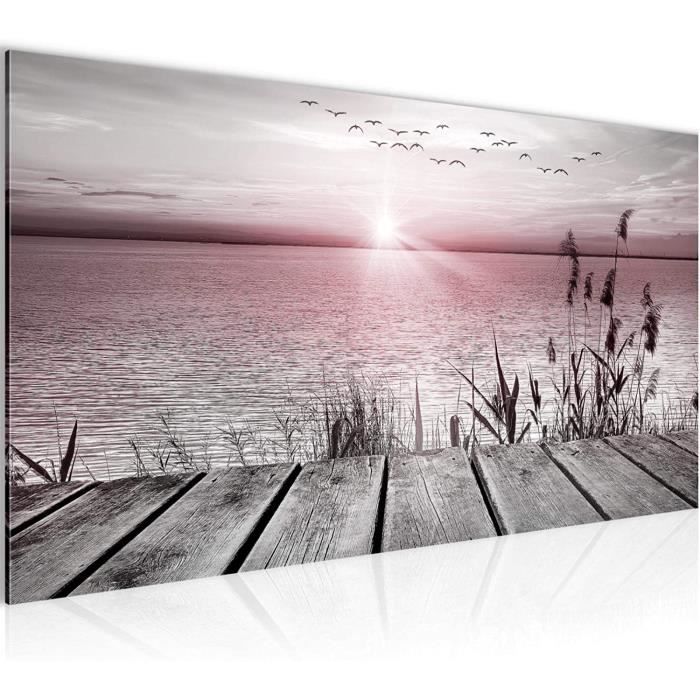 Tableau Décoratif Sur Verre 100x40cm – Impression Lac Bateau Coucher De Soleil – Déco Murale Moderne Salon Chambre - 7