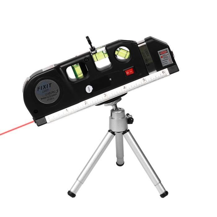 Multifonction Niveau /à bulle R/ègle standard et m/étrique M/ètre /à ruban avec 3 bulles horizontals tr/épied en m/étal retractable