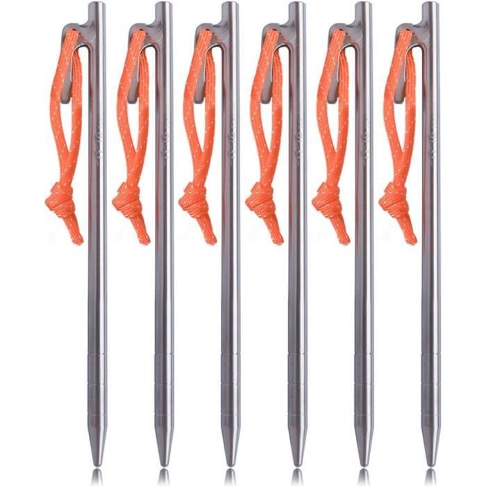 Lot De 6 Piquets De Tente En Plastique Rouge - Longueur 19 Cm, Pour Sols Mous (pelouse, Prairie) - Léger Et Résistant Aux Chocs (ABS/polyéthylène)