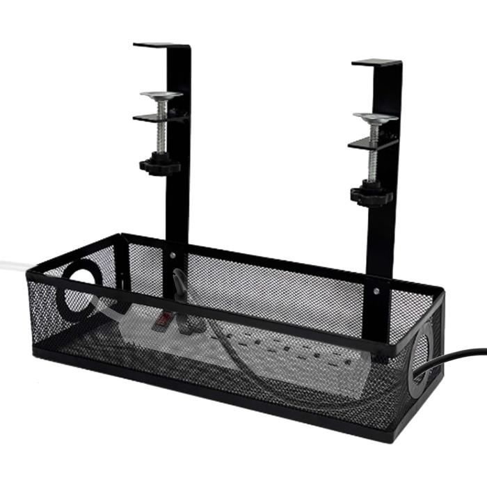 Range-câbles Maclean sous le bureau, charge max. 5kg, 2 niveaux, noir, MC-104 B