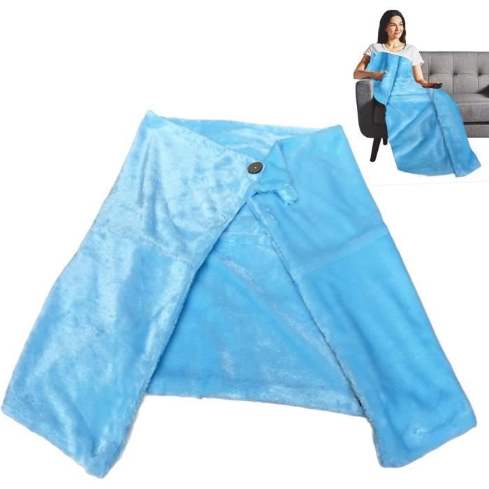 Poncho En Polaire Femme Avec Poches Et Boutons – Couverture Portable 140x163 Cm, Douce, Pour Canapé, Bureau