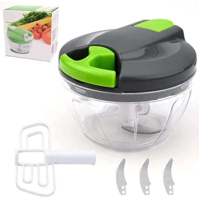 Hachoir Manuel Avec Cordon – 300 Ml, Coupe Légumes, Oignons, Ail, Noix, Herbes, Fruits, Design Amovible