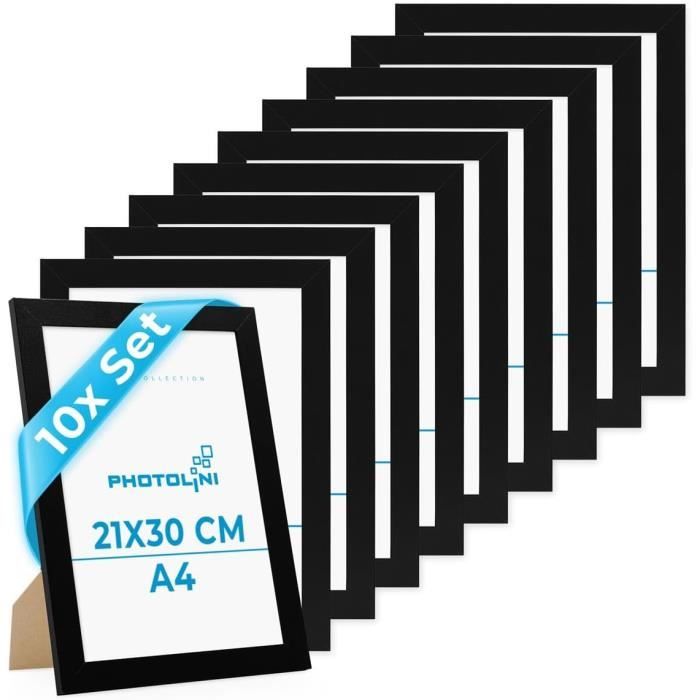 Cadre Photo A4 21 X 30 Cm Bois Mdf Noir, Cadre Large Bord, Lot De 10 ...