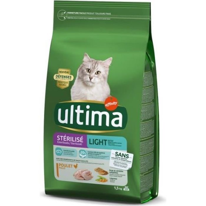 Ultima - Croquettes Chat Stérilisé Light 1.5Kg - Lot De 3 - Offre Special