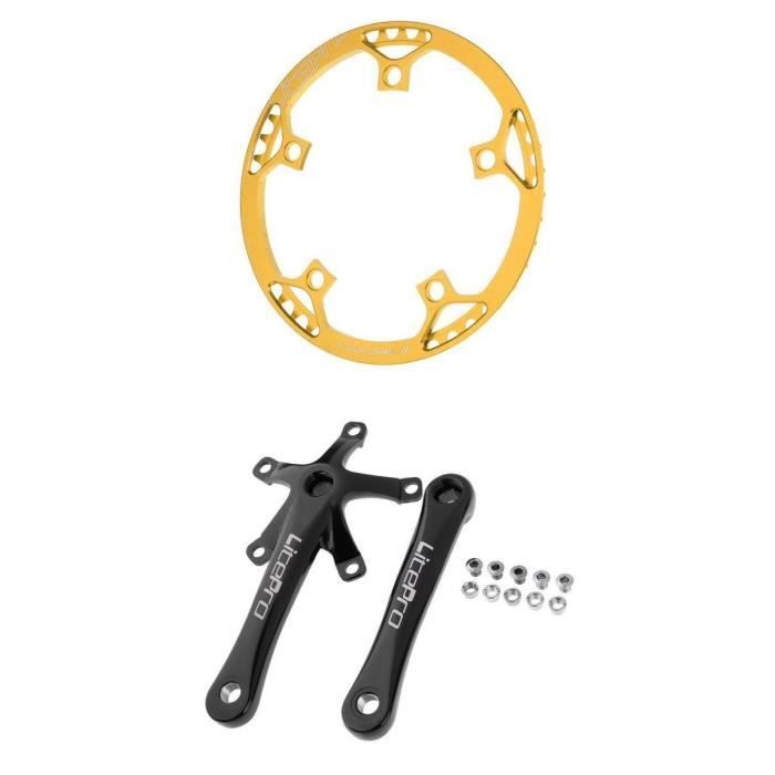 Pédalier Monovitesse 170mm Pédalier 130 BCD Pédalier de Vélo Pliant pour Vélo de Montagne, Vitesse Fixe 53T