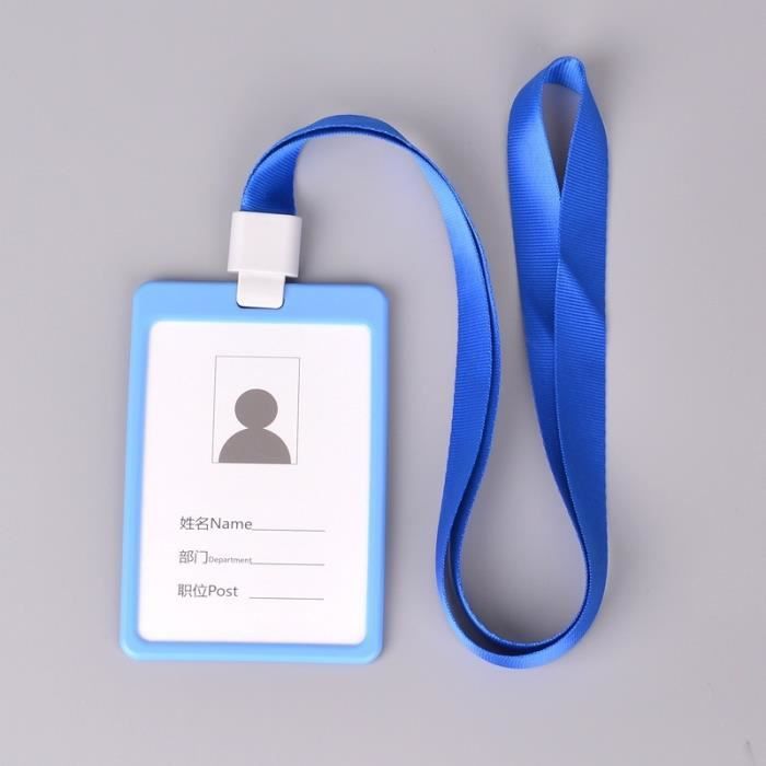 BLEU Étui Porte Badge Carte Visite ID Travail Identité Housse en Plastique  Pochette Protecteur Carte Accès Bus avec Cordon