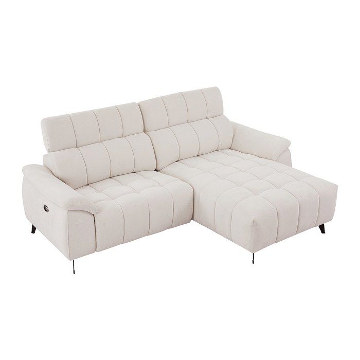 Canapé dangle droit relax électrique en tissu texturé beige CELTIMO