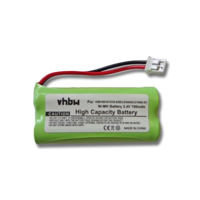 vhbw Batteries Téléphones fixes (700mAh, 2.4V, NiMH) compatible avec SIEMENS Gigaset A12, A14, A16, A24, A26, A345, AL14, AL14H,