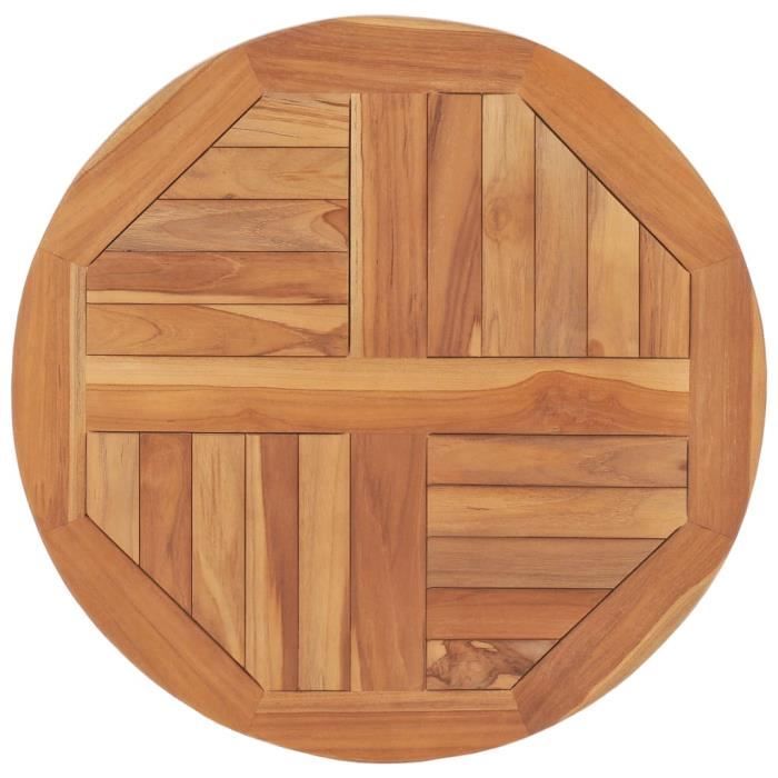 Top Plateau de table JILI - Dessus de table Bois de teck solide Rond 25 cm 60 cm52 Kg