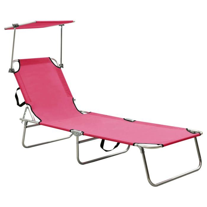 vidaXL Chaise Longue Pliable avec Auvent Transat de Patio Bain de Soleil dExtérieur Chaise Longue de Terrasse Jardin 310363