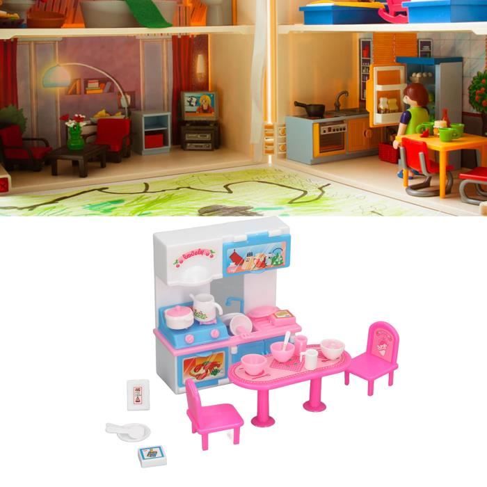 Maison de poupées Cuisine Outil Miniature Bureau et Chaise Ensemble