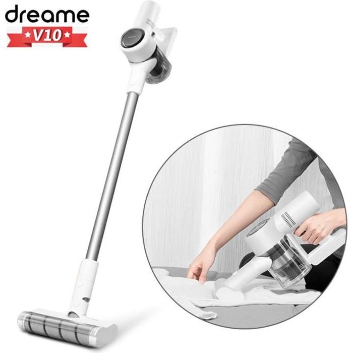 dreame v10 aspirateur a main sans fil 2 en 1 aspirateur balai sans fil 22 kpa blanc cdiscount electromenager