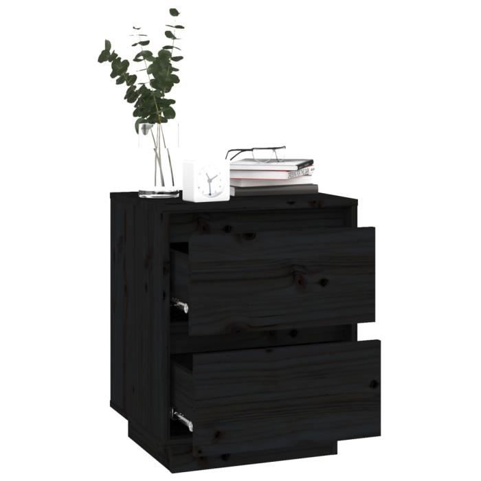 fhe - meubles - table de chevet noir 40x35x50 cm bois de pin solide - dx1387