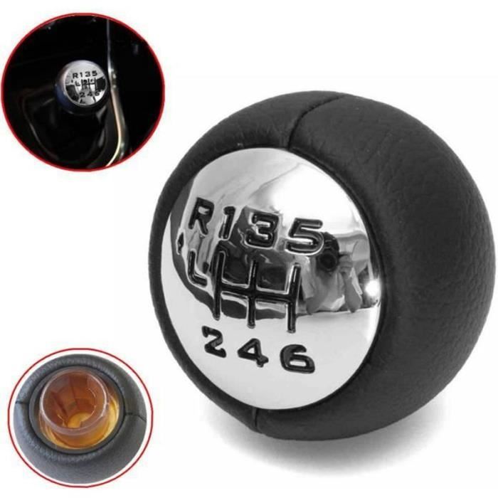 Pommeau Levier De Vitesse 6 Vitesses Argent Mat & Noir - Compatible Peugeot 307 308 3008 Citroën