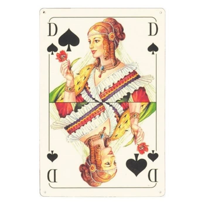 Plaque métal POKER ROYAL FLUSH - 44 X 32 cm