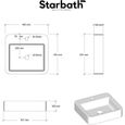 Vasque à poser rectangulaire en céramique blanche Starbath Plus - Dimensions 45 x 42 x 10 cm-1
