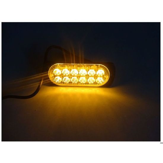 Feu Stroboscopique LED Orange 12V/24V - Pour Véhicule, Chantier, Warning, étanche Et Haute Luminosité