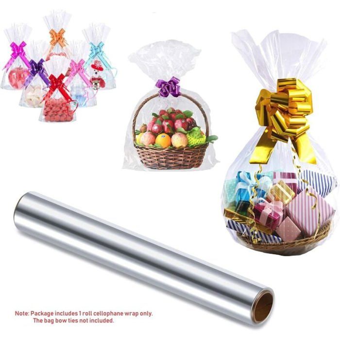 Rouleau Cellophane Transparent 100 M × 80 Cm – Emballage Cadeaux Fleurs Paniers Fleuristes