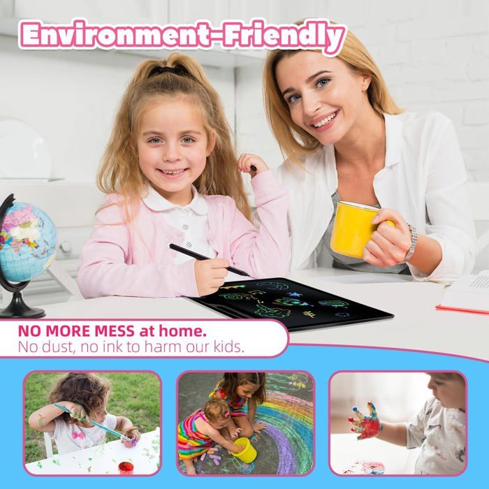 Tablette D’Écriture LCD 13 Pouces Rechargeable – Ardoise Magique Effaçable Pour Dessin Et Liste – Cadeau Éducatif Pour Enfants De 3 à 12 Ans – Rose