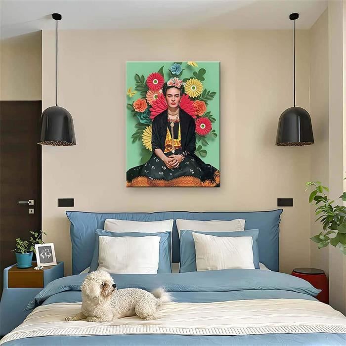 Affiche Toile Frida Kahlo Autoportrait - Décoration Murale Moderne - Sans Cadre, 50x70 Cm - Pour Salon, Chambre, Bureau