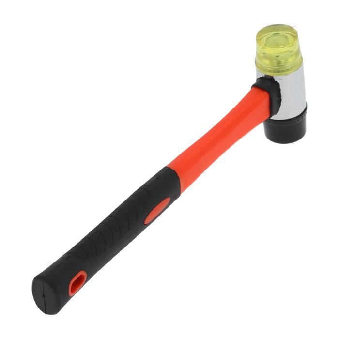 Maillet En Caoutchouc REALTEK 450g - Poignée Fibre De Verre, 65mm Diamètre, 36cm, Pour Carrelage Et Bois