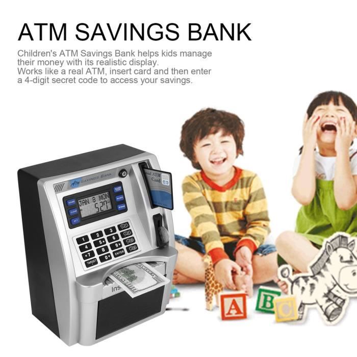 Tirelire de dessin animé Adsoner, pièce de monnaie électronique avec mot de  passe ATM peut faire défiler automatiquement le papier cadeau de boîte d' économie d'argent pour les enfants (or) 