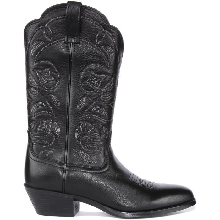 Bottes de cowboy western homme Ariat en cuir noir à enfiler Heritage
