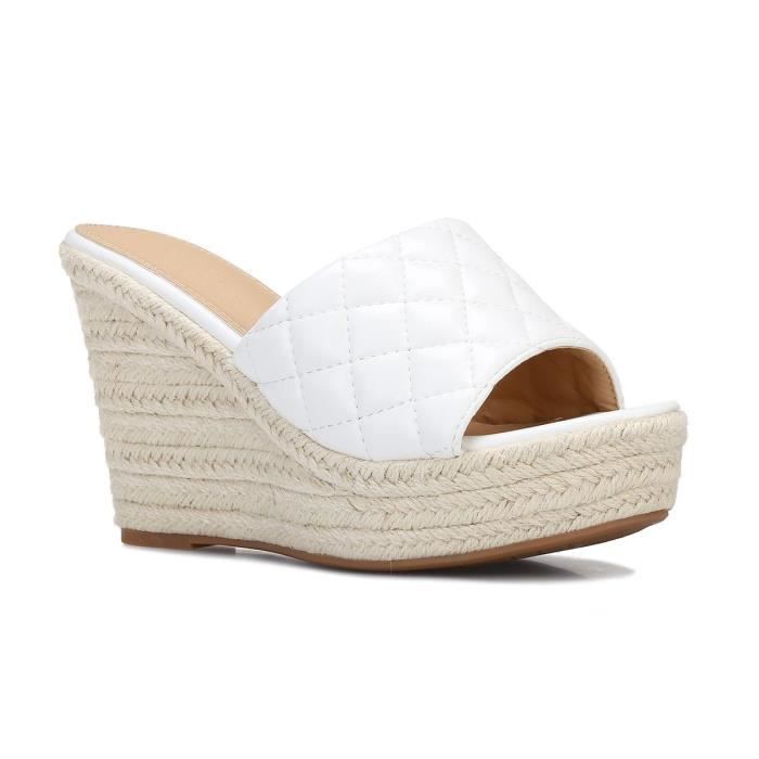 Mules compensées blanches new arrivals