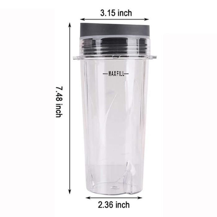 Lot De 2 Tasses Ninja Blender 24oz Et 32oz - Gobelets De Rechange Avec Couvercles - Compatibles Nutri Ninja BL450, BL480, Etc.