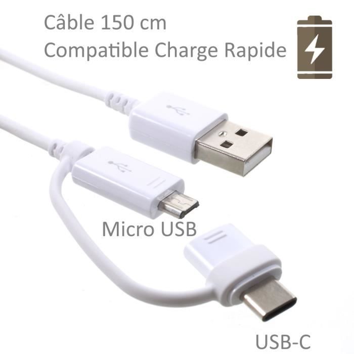 Pour Samsung Galaxy J6 Plus : Chargeur USB Original 2A + Câble Long 150 cm  Blanc - Cdiscount Téléphonie
