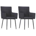 226087 - Design Furniture | Lot de 2 Chaises de salle à manger avec accoudoirs - Chaise de cuisine Chaise à dîner Noir Velours-2