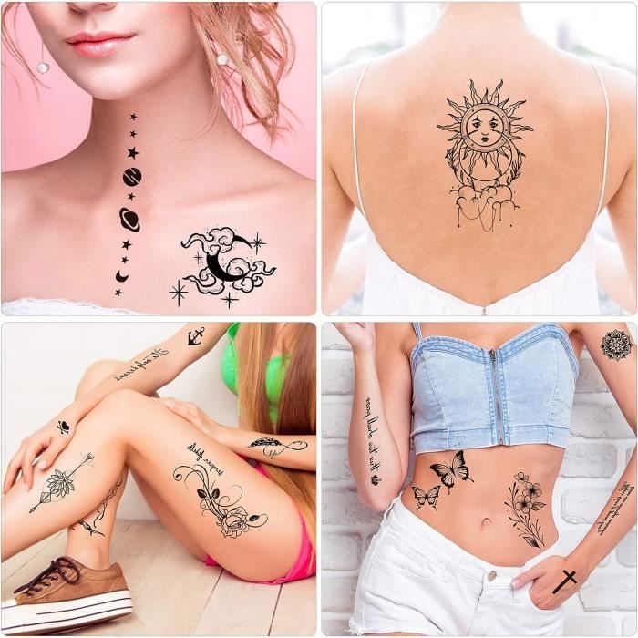 Tatouages Temporaires Enfant Fille HOWAF - 10 Feuilles - Motifs Licorne Papillon Princesse