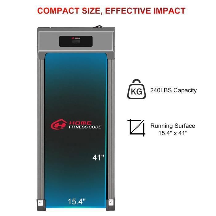 HomeFitnessCode Tapis de marche avec inclinaison, tapis de course sous bureau de 2,5 HP pour la maison, design peu encombrant, plage de vitesse de 1 à 8 km/h, écran LED et télécommande HomeFitnessCode Tapis de marche avec inclinaison, tapis de course sous bureau de 2,5 HP pour la maison, design peu encombrant, plage de vitesse de 1 à 8 km/h, écran LED et télécommande