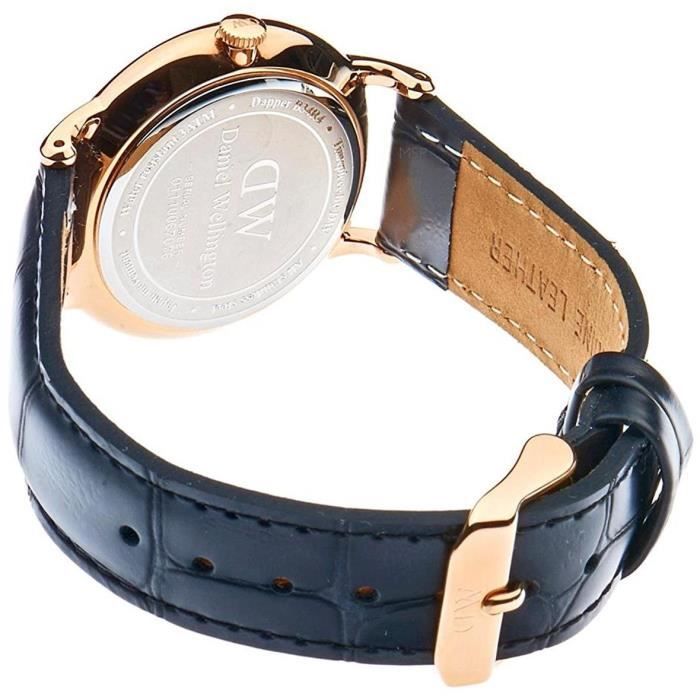 DANIEL WELLINGTON FEMME 34MM BRACELET CUIR NOIR QUARTZ MONTRE