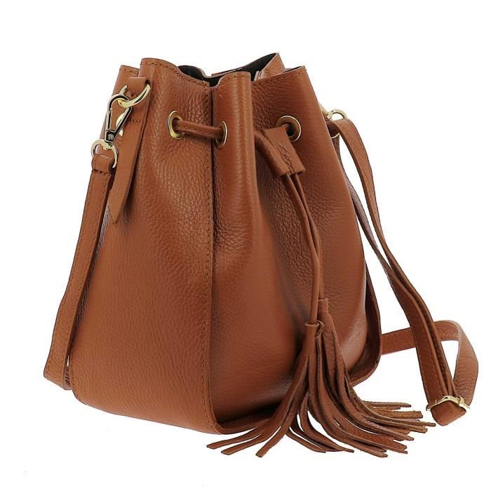 Sac seau cuir discount camel