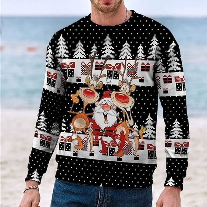 Père Noël Celio Pull Noel Noël Pull Homme Casual 2024 Pull De Noel