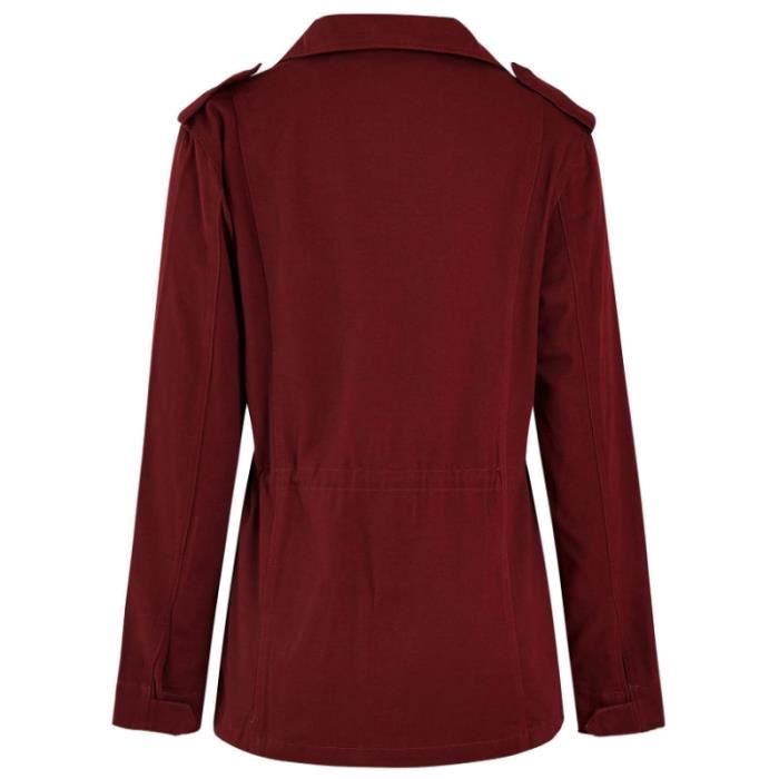 Veste Militaire Femme mi Saison Grande Taille vesteCourt veste en Coton pour PrintempsDcontract Jacket Veste DarkWine