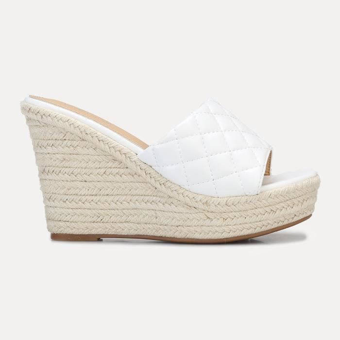 Mules shop compensées blanches