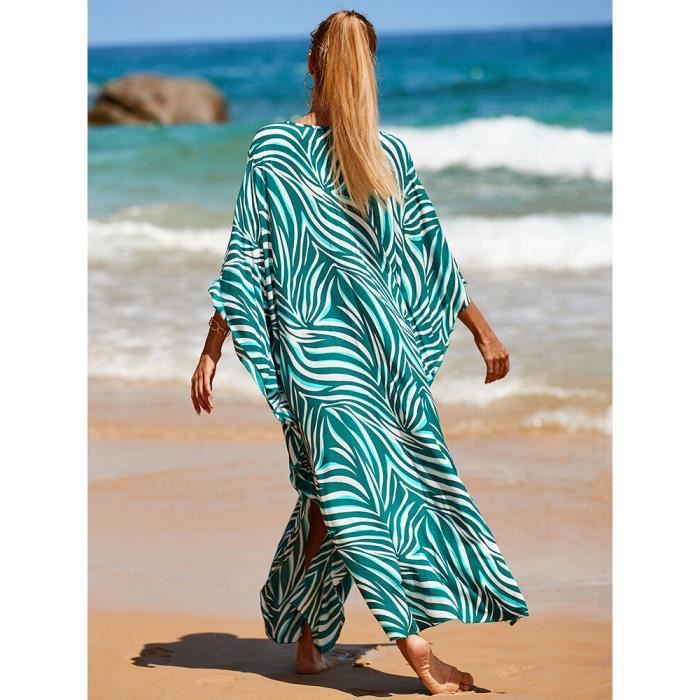 Robe de plage Robe longue caftan pour femmes maillots de bain couvertures de plage tenues d ete vetements de plage Leopard U0610 Blanc Cdiscount Pret a Porter