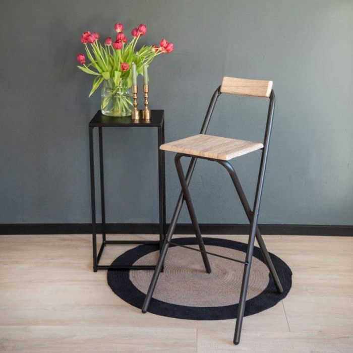 Lot De 2 Tabourets De Bar Métal Noirs - Design Industriel 70cm - Style Loft