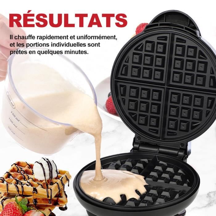 Mini Gaufrier Bestron Rétro Rose - Gaufres 10 Cm Anti-adhésif - Idéal Goûter Enfants