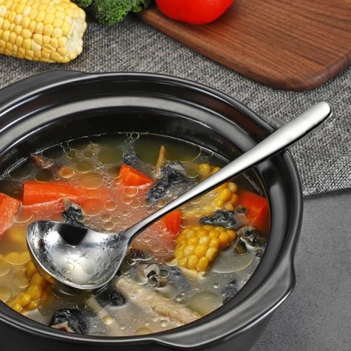 Service cuillère à soupe en acier inoxydable 8.7 '', grande cuillère à riz,  couverts de Restaurant, accessoires de cuisine - AliExpress