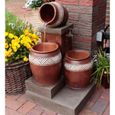 Fontaine de Jardin ARNUSA - Grande Fontaine avec Lumières - Fontaine pots et vases - Rouge et Gris-3