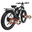 Vélo VTT Électrique Double Moteur 1000W*2 26" Fat Bike 22Ah 55KM-H Max 21 Vitesses - GUNAI GN88 - Noir-3