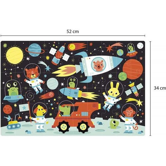 Puzzle - Enfant - 60 pièces - Les animaux dans l'espace - Apli